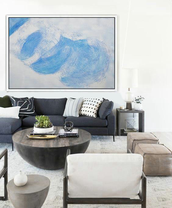 Extra Large Canvas Art,Oversized Horizontal Contemporary Art,Custom Canvas Wall Art,White,Grey,Blue.etc